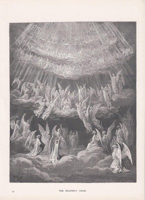 1870 GUSTAVE DORE Print - ''The Heavenly Choir'' - Engraving - 8.5 x 12.8 Inches