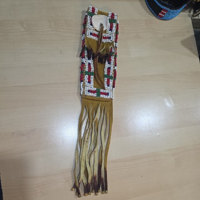 #ad Native Indian Beaded Suede Leather tobacco Beaded pouch hide tobacco pipe bag $71.00