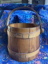 Antique Wood Firkin Small 5" Sugar Bucket