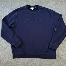 Lacoste Pullover Embossed Logo Cotton Sweater Size XL Long Sleeve Blue