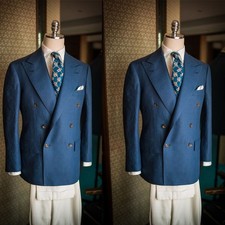 Men's Suits Double Breasted Peak Lapel Business Casual Wedding Groom 2 Pieces