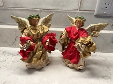 Beautiful Set of 2 Vintage Christmas Holiday Angels Figurines/or Ornaments