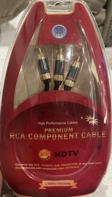 6ft Premium Component Video RCA Cable 3 RCA Male 24K Gold Connectors HDTV