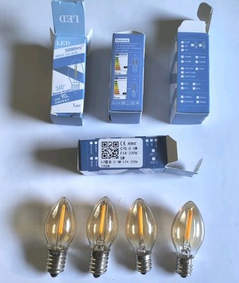 10x LED Mini Kerzenlampe klar 0,5W 220V 360° E14 - 25.000 h haltbar