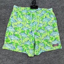 Vineyard Vines Swim Trunks Mens Size M Green NEW 7 Inch Printed Chappy Tuna Fish