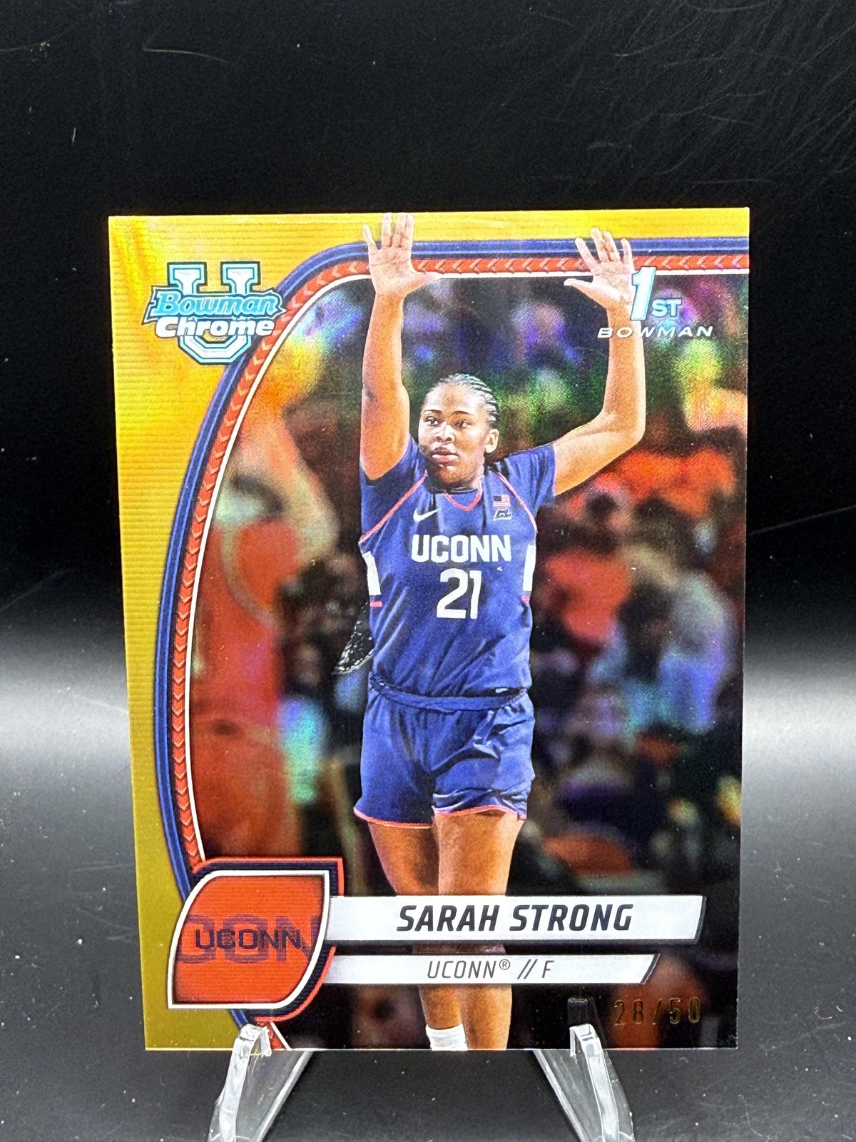 2024-25 Bowman University Chrome #62 Sarah Strong Gold Refractor #/50