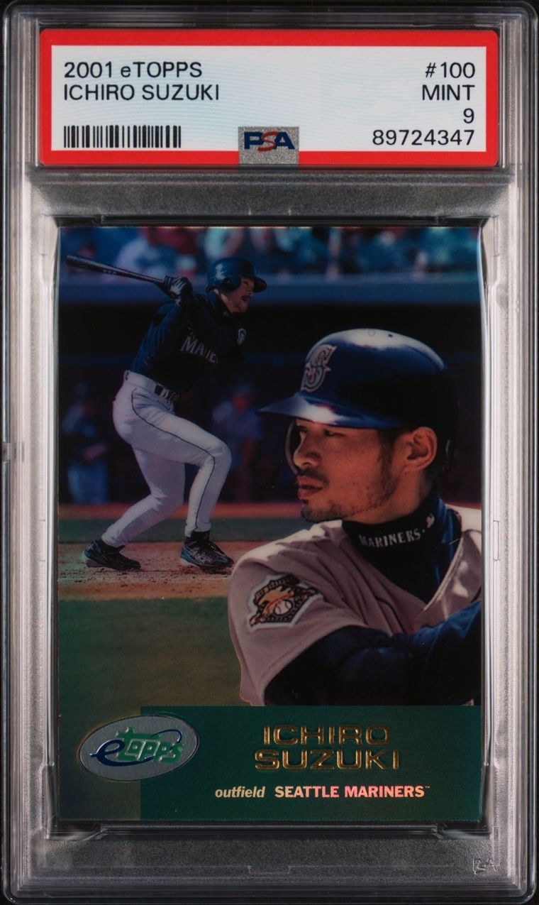 RARE 2001 eTopps Ichiro Suzuki PSA 9 Mint RC #100 Mariners HOF Rookie Low Pop!