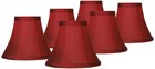 Set of 6 Bell Lamp Shades Deep Red Faux Silk Small 3x6x5 Candelabra Clip-On