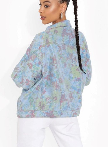HAYDEN Oversized Boyfriend Spring Floral Denim Long Jacket Women's 2XL 3X Trendy - Bild 6 von 7