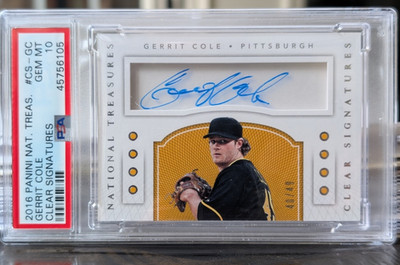 2016 Panini Nat Treasures - Clear Signatures Gerrit Cole #CS-GC 40/49 PSA 10