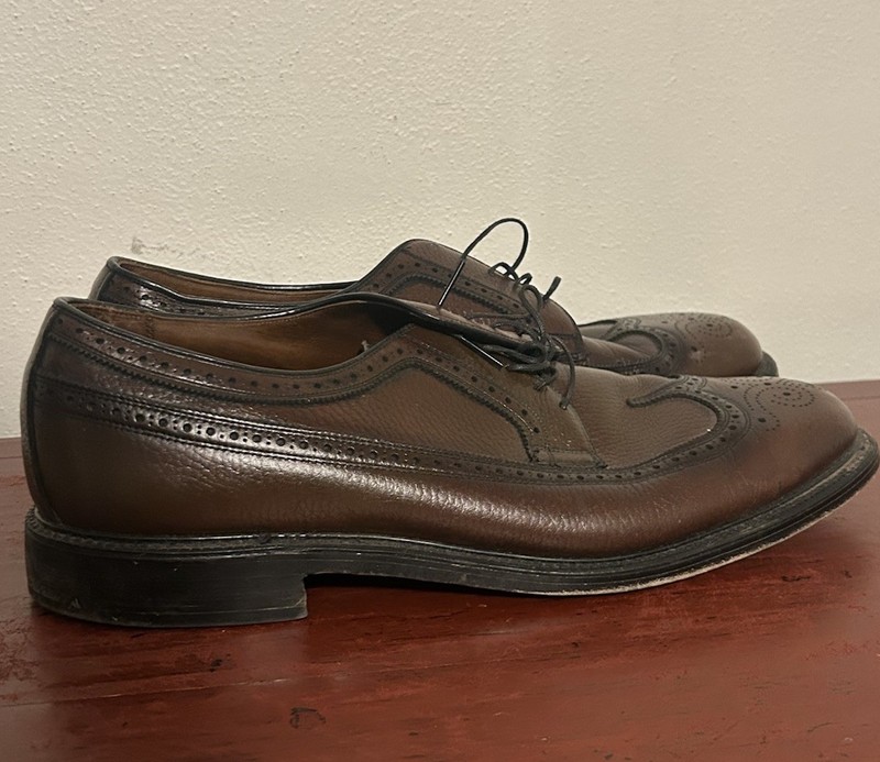 Vintage Rare ROBLEE 12 D/B Brown Full Grain Leather Longwing Brogue Oxfords