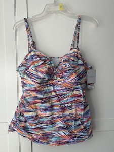 Women's Tankini Swimwear Top Size 18 Bust Enhancer New w/ tags Multicolor