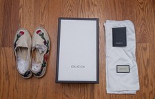 WORN ONCE GUCCI LEATHER UPPER FLORAL PRINT WH...
