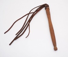 Alte Peitsche Ochsenziemer Antik Holz Leder Riemenpeitsche 