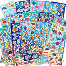 36 Sheets Ocean Stickers for Kids, 700 under the Sea Fish Animal Stickers for S