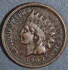 1909-S 1C INDIAN HEAD BRONZE CENT KM# 90a Grade:  F/VF A7235