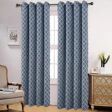 Medici Embossed Room Darkening Grommet Window Panel, Navy, 54x84 Inches