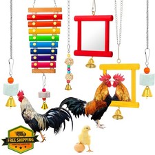 Sumind 6pc Chicken Mirror Toy Coop Bells Hen Xylophone Parrot
