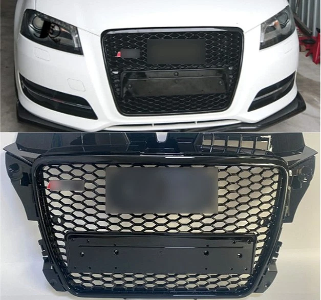 适用于奥迪 2008 2009 - 2010 2011 - 2012 年 A3 S3 RS3 黑色前保险杠 Henycomb 格栅 — 第 2/4 张图片