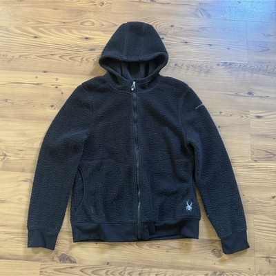 Spyder Boys Black Full Zip Hoodie Fleece Jacket, Polyester Outer Shell, XL (16)