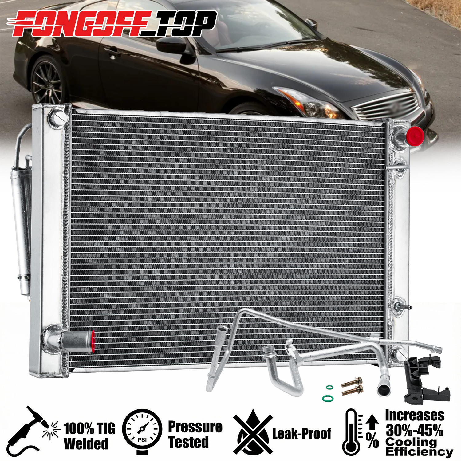 3-Row Radiator+Condenser Combo For 2007-2015 Infiniti G25 G35 10-20 Nissan 370Z