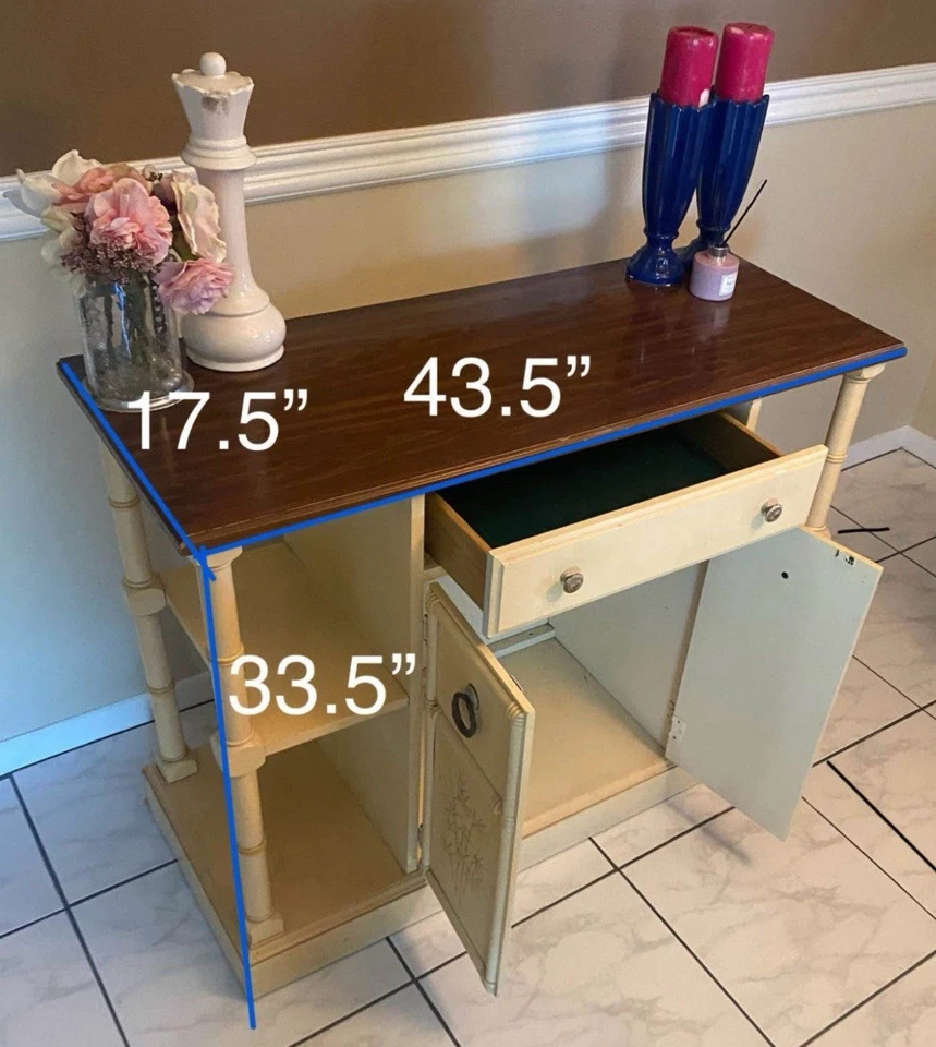 Servidor Buffet Credenza Vintage Palm Beach Regency Chinoiserie Imitación Bambú Foto 4 de 4