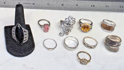 Sterling .925 Assorted Lot of Designer and vtg rings 60.25g  10 rings