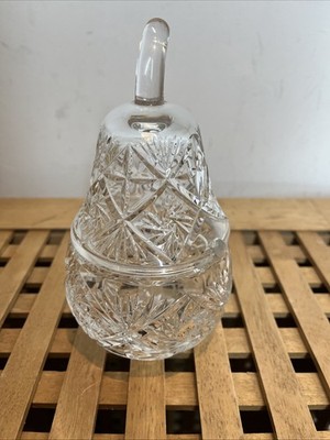 Kristall geschliffenes Glas Birne Zucker Marmelade Sirup Schale ca. 7,5 ''hoch 4'' breit 2-teilig
