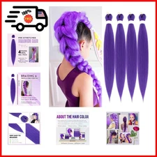 30 INCH Pre-stretched Braiding Hair Extensions for Women 4 Packs Purple Hair