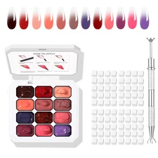 12 Colors Ombre Gel Pat Nail Polish Set,Ombre Pigment for Nails,Gradient Paintin