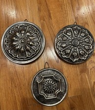 SET OF THREE VINTAGE CAST METAL MADE IN INDIA WALL HANGINGS