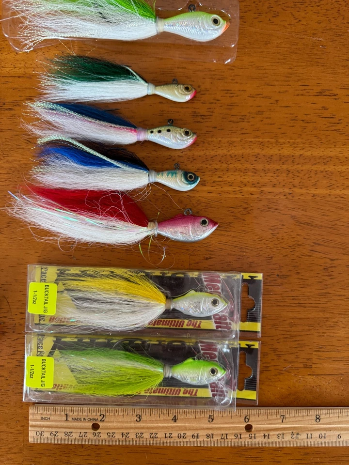 Lote de 13 señuelos - plantillas, plantillas bucktail, todos NOS, dos en paquete, MegaBait, más Foto 2 de 4