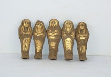 Rare Egyptian Antique 5 Golden Ushabti Mummified Shabti BC Egyptology