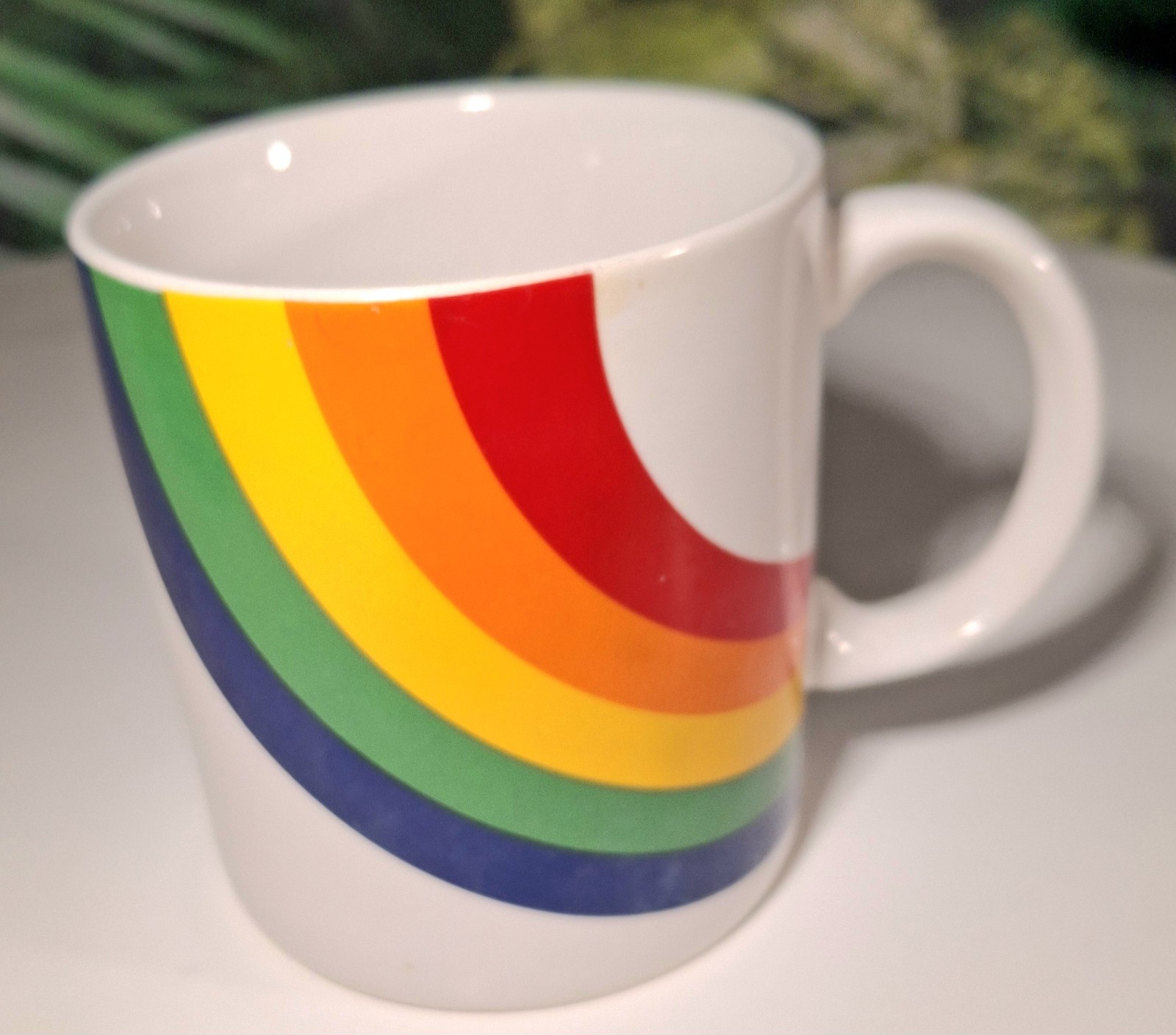 Vtg FTD Rainbow Coffee Mug Pride LGBTQ 80s Korea Cup Stranger Things Ceramic
