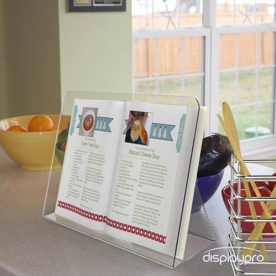 Cook Book Stands Kitchen Recipe Display Cookbook Clear Acrylic Holder - Image 2 of 2
