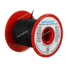 20 Gauge Flexible Silicone Wire Black 100 feet 600V 200 deg C Tinned Copper Wire