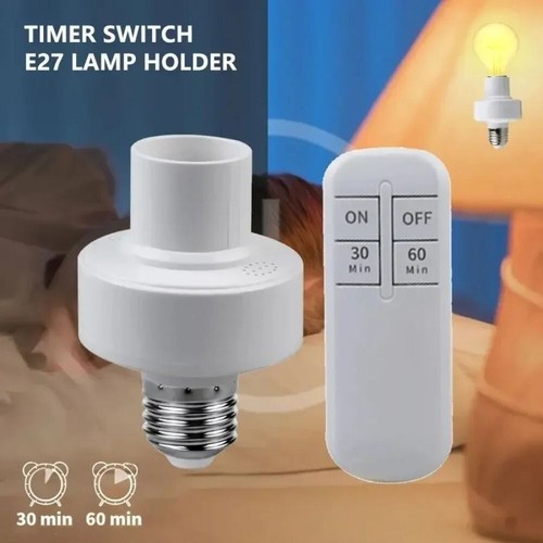 15/30/60 Min Timer Remote Control Lamp Holder Potable Light Bulb Socket Home