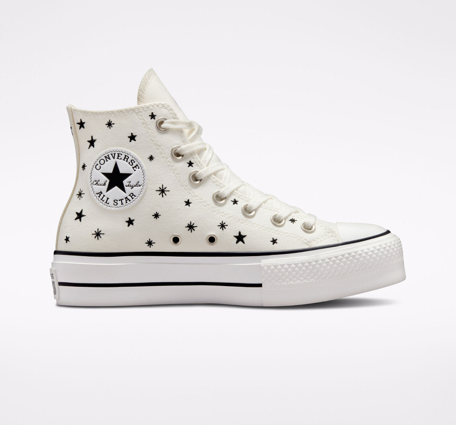 Converse Chuck Taylor All Star Lift Timeless White Embroidery High Top  Platform Shoes