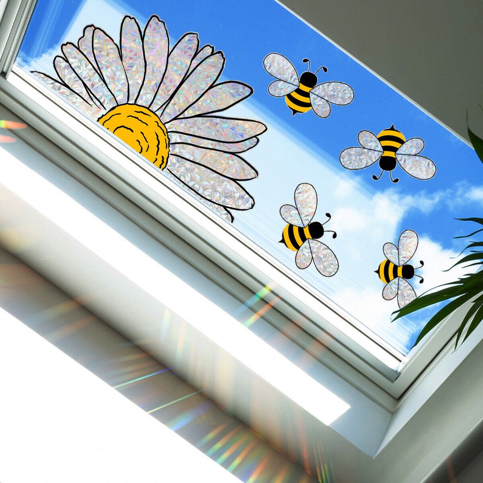 Bee Window Clings Bee Flower Window Stickers, Sunroof Stained Glass