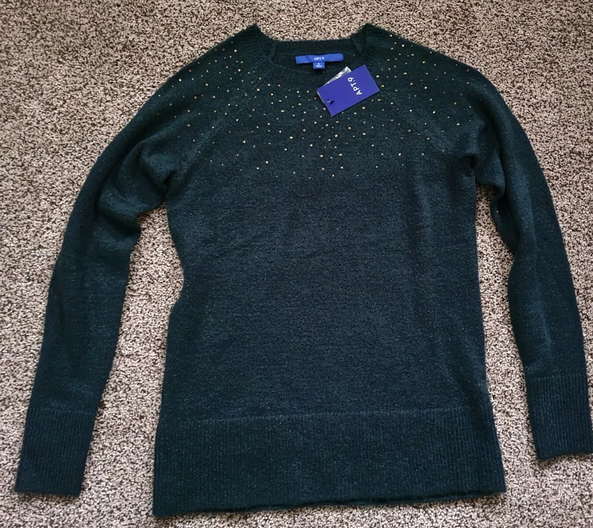 NWT womens Apt 9 Kohls embellished metallic sweater shirt top