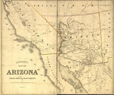 20" x 24" 1865 Hartleys map of Arizona. Hartleys of Arizona