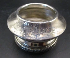 UNIQUE ENGLISH SILVER PLATE ETCHED FLORAL DESIGN PEDESTAL OPEN SALT CELLAR