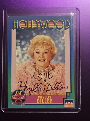 Phyllis Diller 1991 Hollywood Walk of Fame Trading Card LOVE INSCRIPTION AUTO
