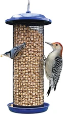 Nature'S Way Cobalt Metal Mesh Mixed Seed and Peanut Bird Feeder for Wild Birds