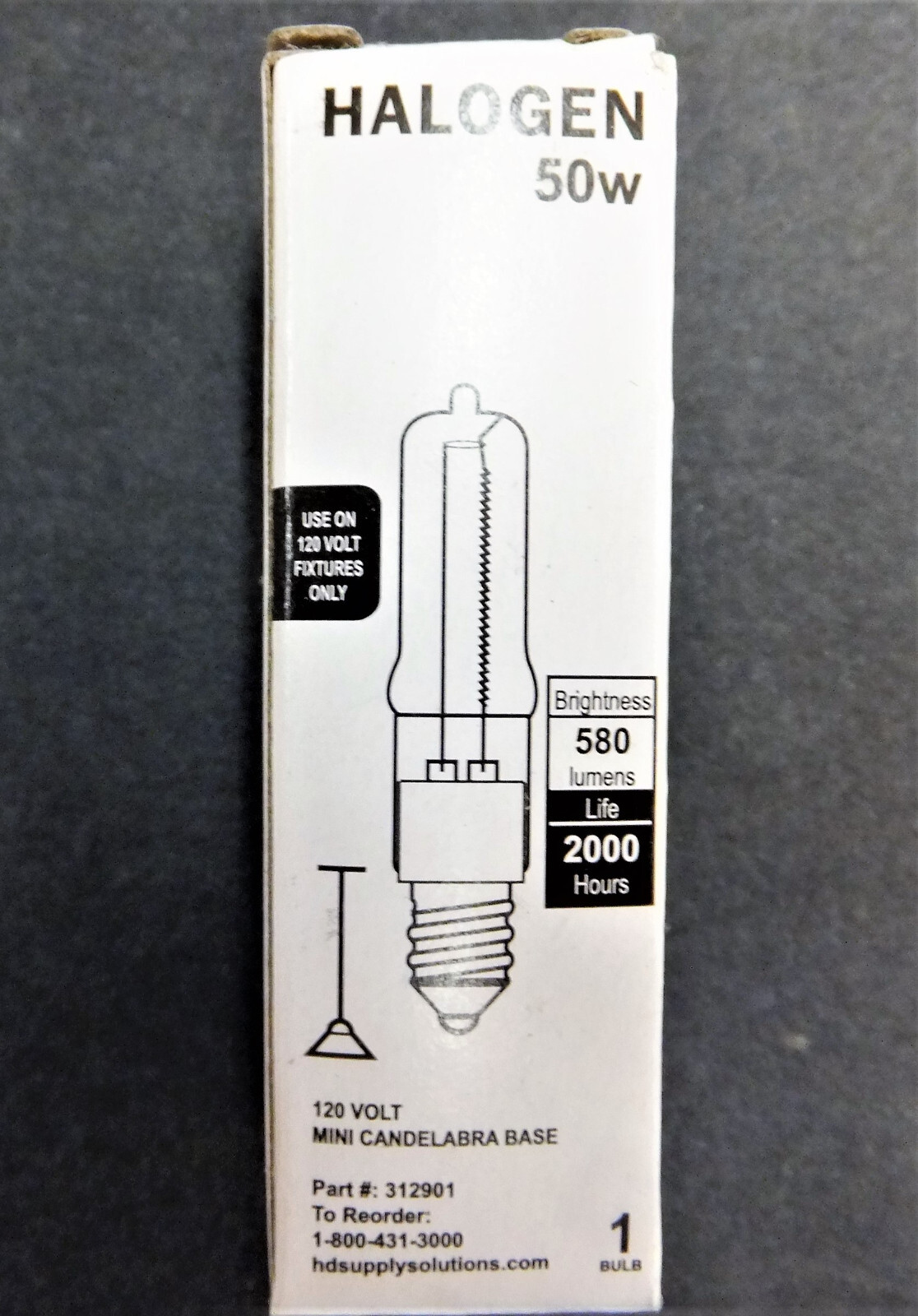MINI CANDELABRA BULBS,50JD/ E11, 120V 50W, 580 LUMENS, 2000 HOURS ...
