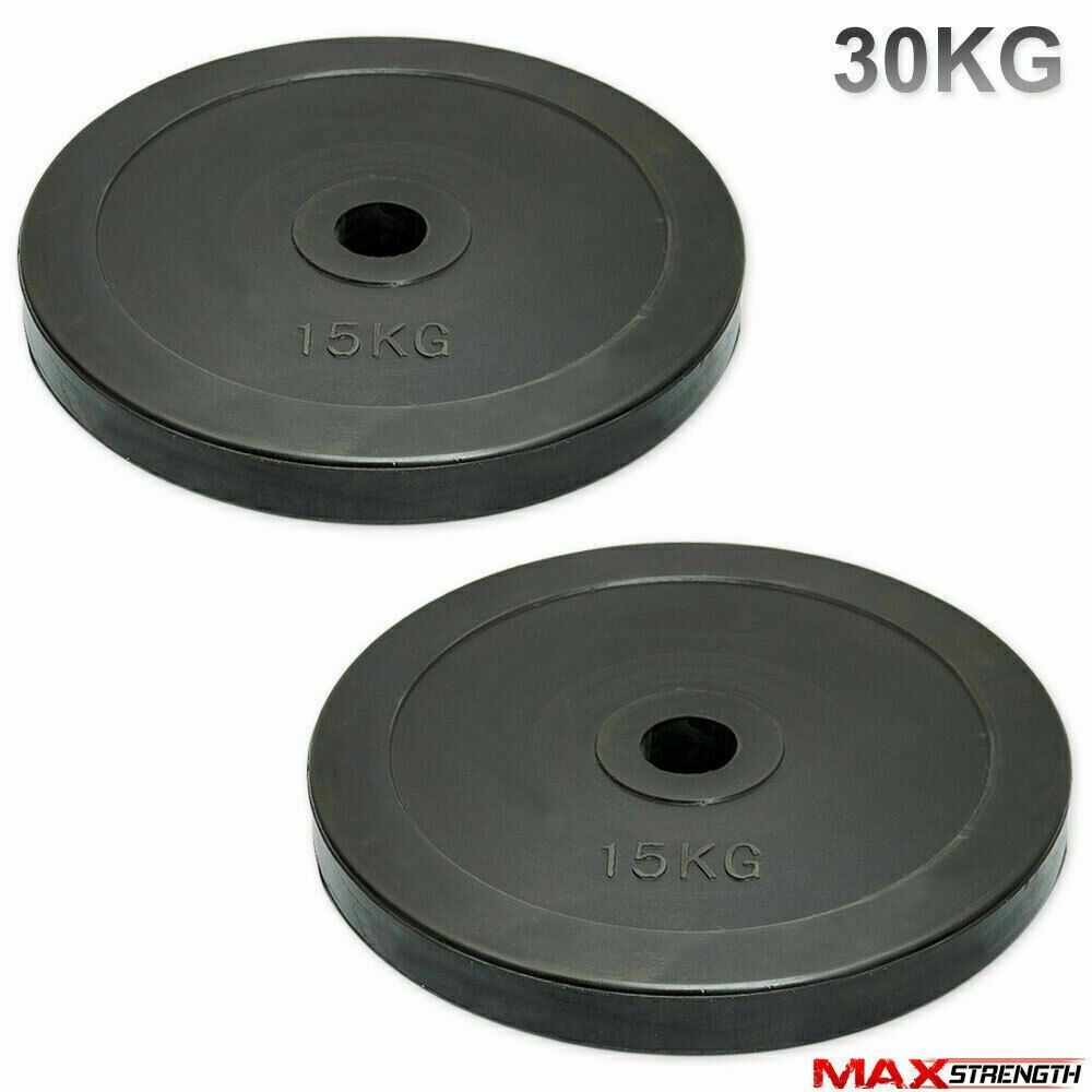 Placas recubiertas de goma olímpicas de 2" 30 kg par de discos de levantamiento de pesas barra de gimnasio 5 cm