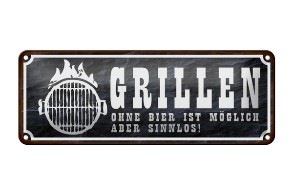 Blechschild Spruch 27X10 Cm Grillen Ohne Bier Ist MöGlich Deko Schild Tin Sign-image