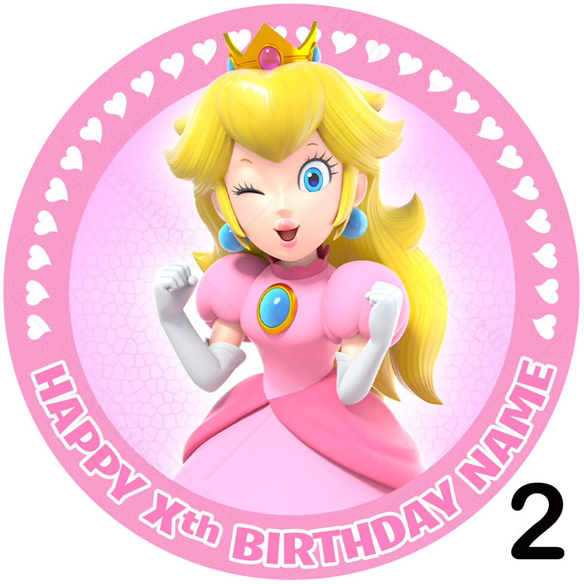 Topper de Bolo Princesa Peach - Decoração Princesa Peach