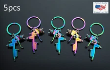 5x Pack Spray Paint Gun Metal Key Chain Ring Pendant Keychain Gifts Neon Rainbow