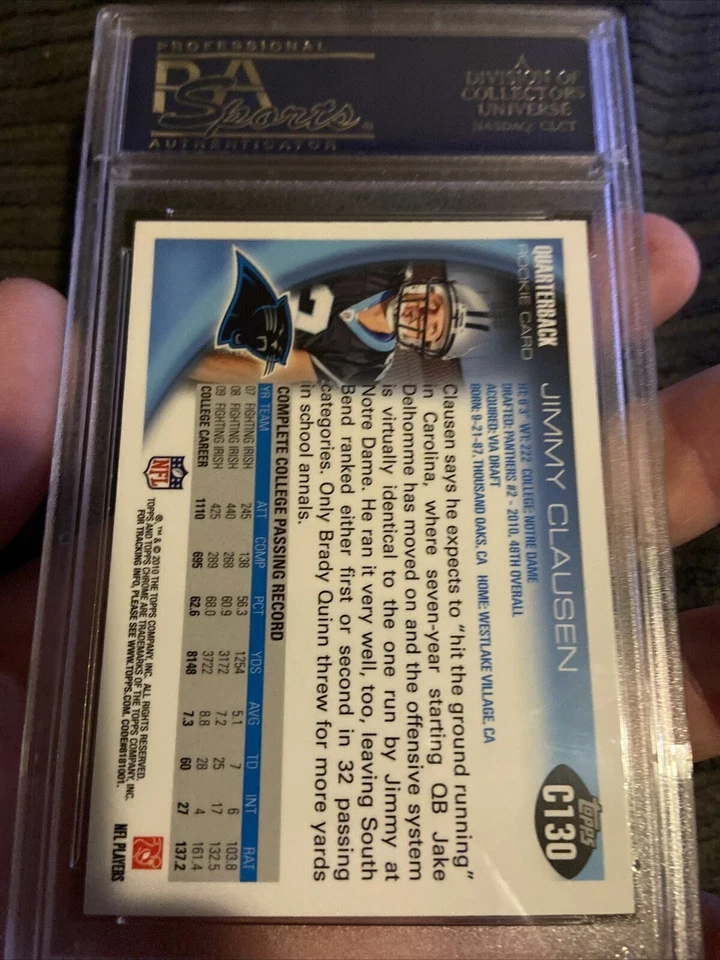 Topps 2010 cromo #C130 Jimmy Clausen PSA 9 Pop 2 W 13 superior Foto 2 de 2